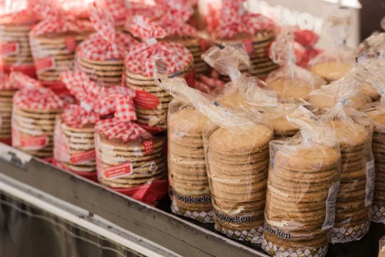 Packs of stroopwafels on display at the stall